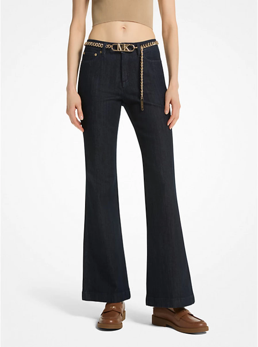 Michael Kors Women's Stretch Denim Jeans with Belt - Classic Jean Eevase Style