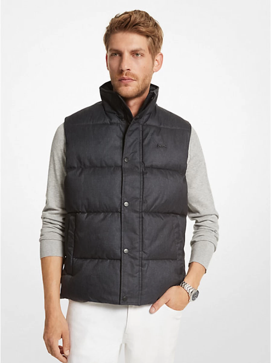 Michael Kors Men's Hanworth Quilted Twill Brushed Vest for Winter Warmth