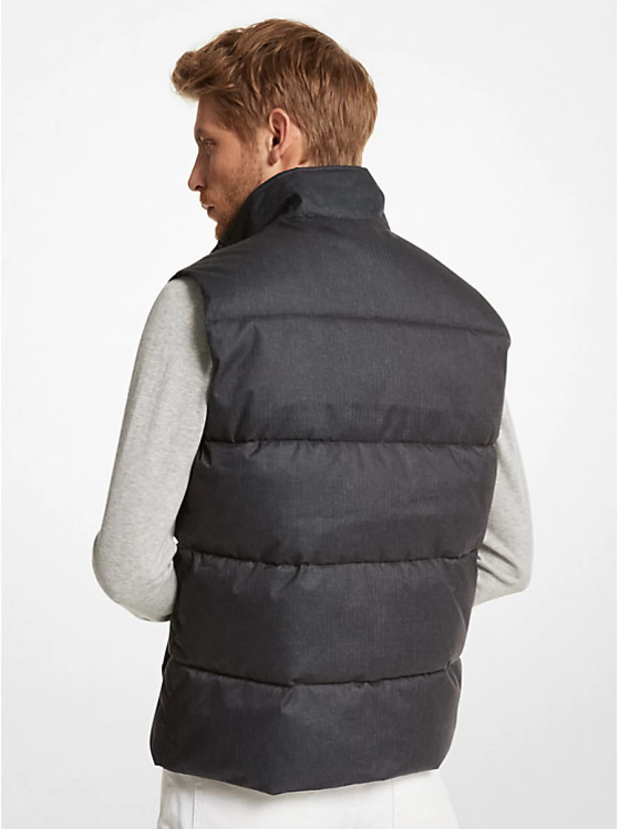 Michael Kors Men's Hanworth Quilted Twill Brushed Vest for Winter Warmth