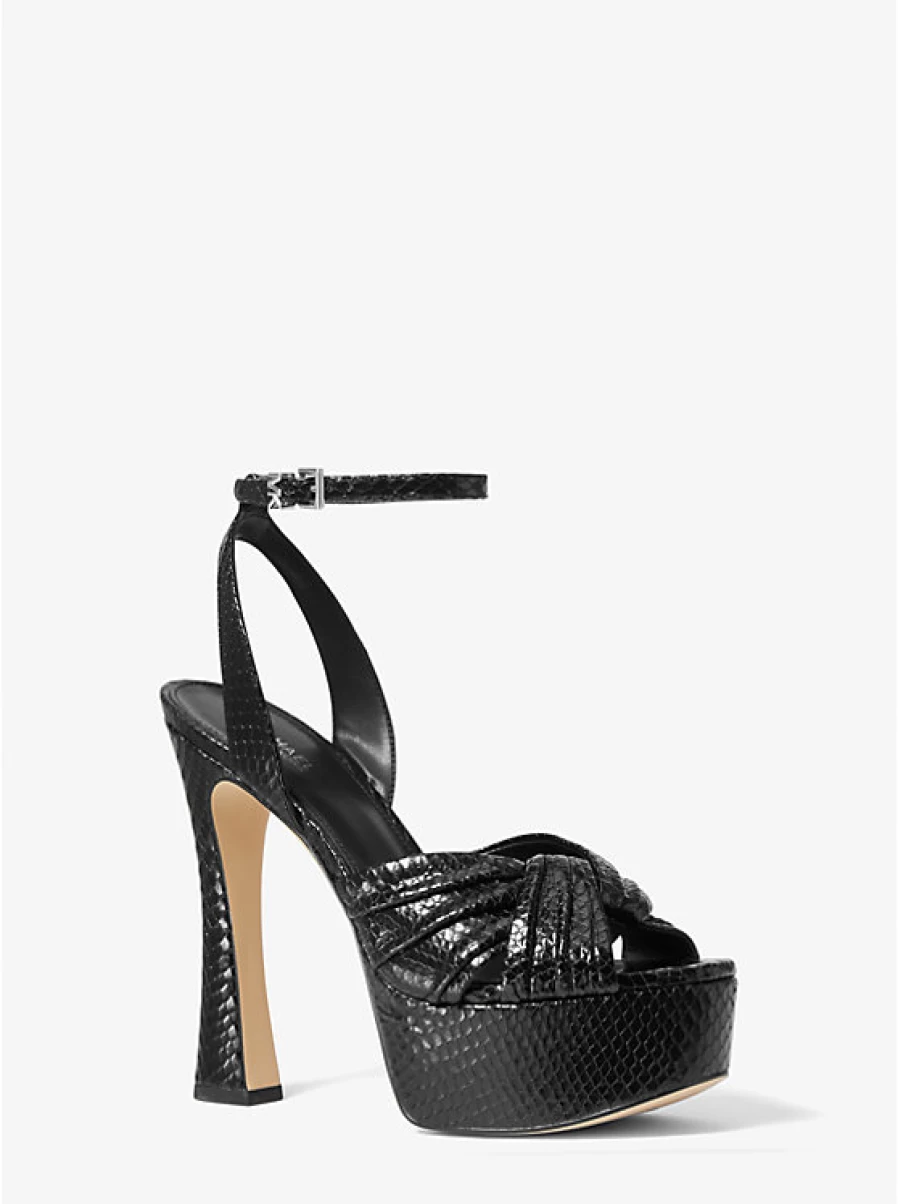 Michael Kors Women's Selena Platform Sandals in Embossed Leather with Snake Pattern