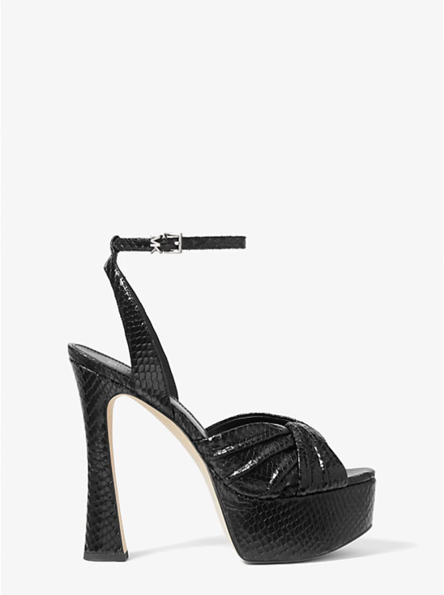 Michael Kors Women's Selena Platform Sandals in Embossed Leather with Snake Pattern