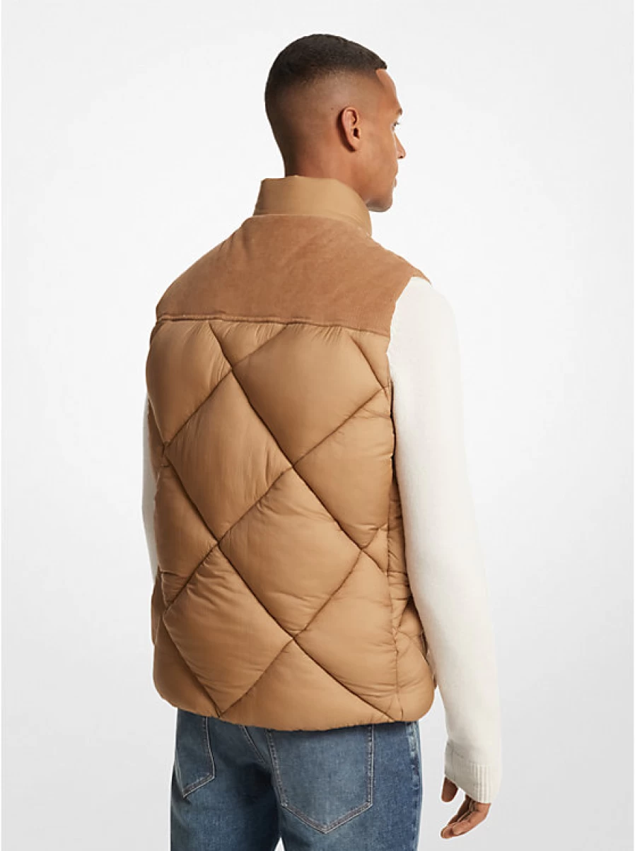 Michael Kors Men's Quilted Nylon Corduroy Vest for Winter Warmth and Style