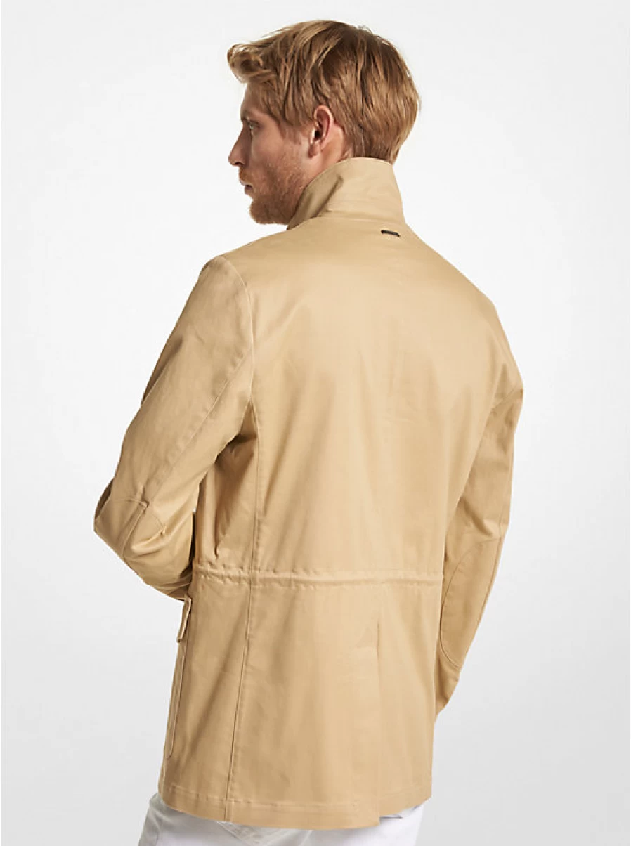 Michael Kors Men's Stretch Cotton Military Jacket - Comfortable & Stylish Army Green Outerwear