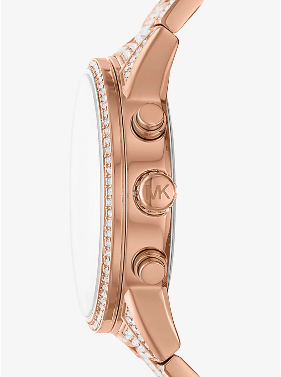 Michael Kors Women's Ritz Rose Gold-Tone Watch with Paving Stone Accents