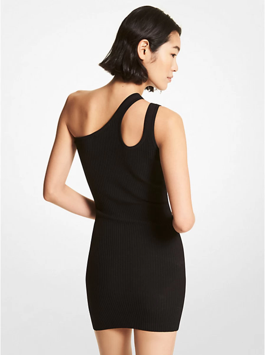 Michael Kors Women's Asymmetrical Ribbed Stretch Viscose Dress - Modern Cutting Design