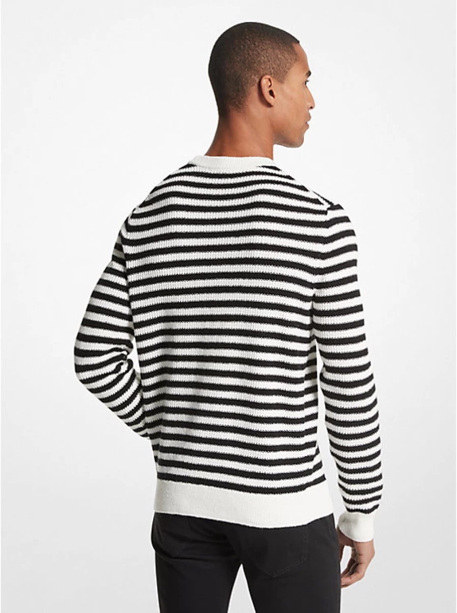 Michael Kors Men's Striped Cotton Blend Sweater - Casual Knit Pullover