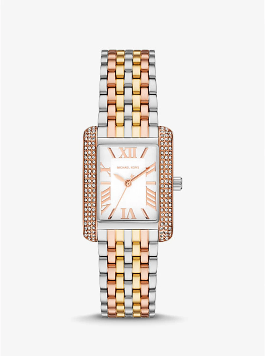 Michael Kors Women's Small Emery Watch with Three-Tone Finish and Paving Stone Accents
