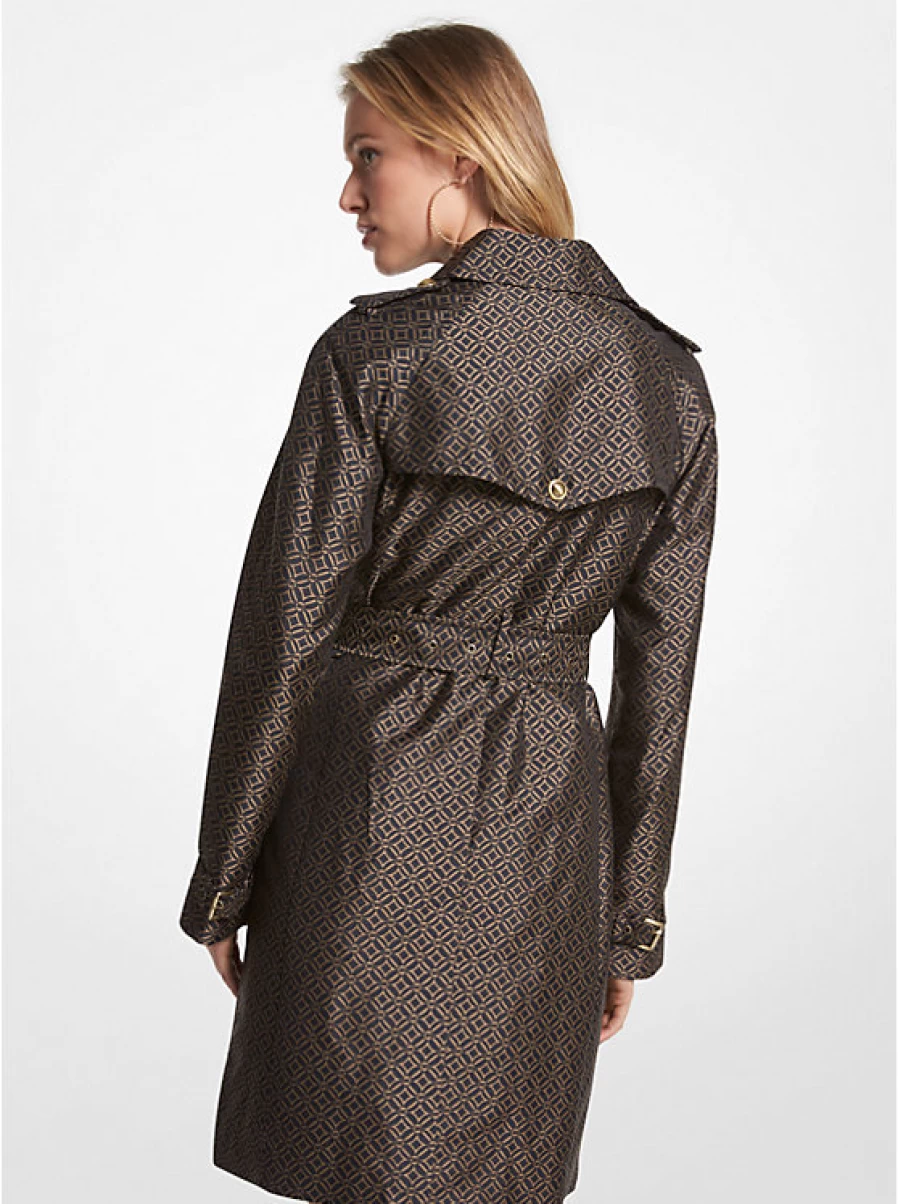 Michael Kors Women's Jacquard Trench Coat with Logo Design