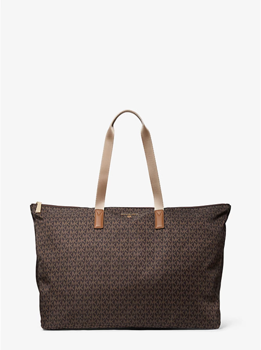 Michael Kors Women's Large Jet Set Travel Printed Woven Tote Bag with Signature Logo