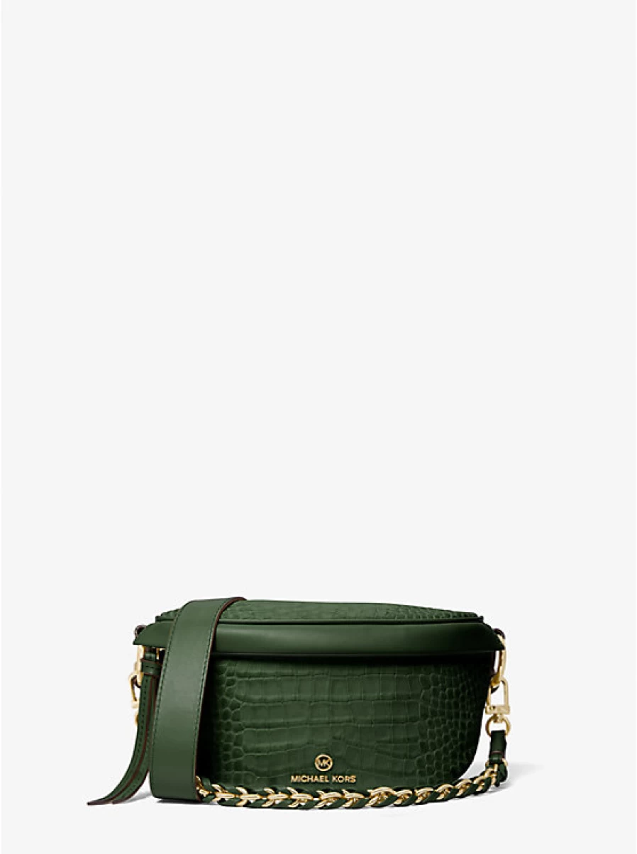 Michael Kors Women's Small Leather Backpack with Crocodile Embossed Pattern and Adjustable Straps