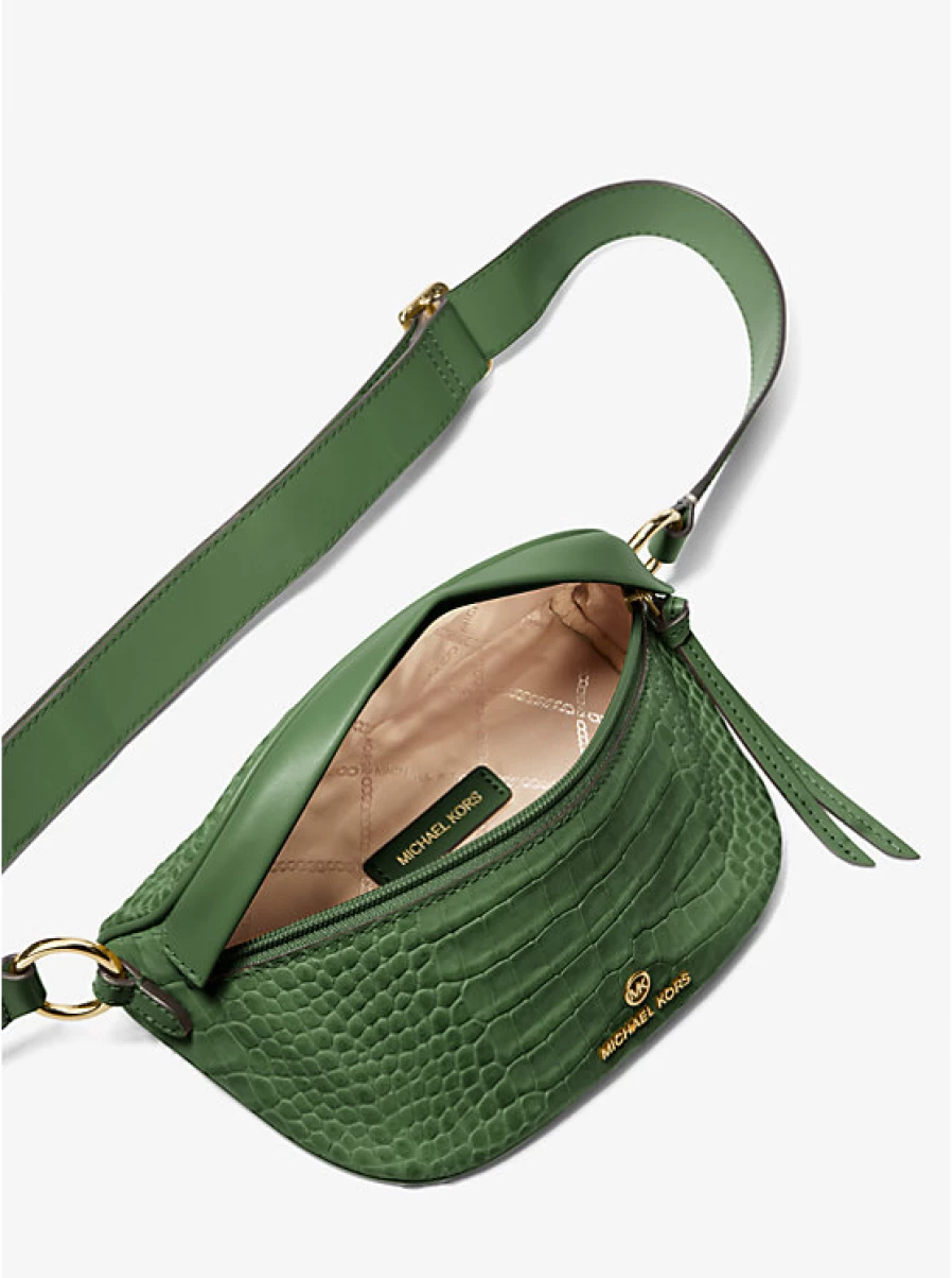Michael Kors Women's Small Leather Backpack with Crocodile Embossed Pattern and Adjustable Straps
